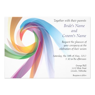Elegant Swirling Rainbow Wedding Invite - 1