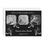 Elegant swirls inblack and white baby announcement