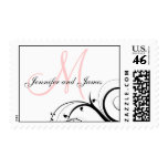 Elegant Swirls Light Pink Monogram Wedding Postage