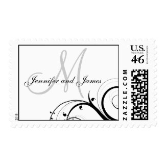 Elegant Swirls Monogram Wedding Postage stamp