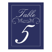 Elegant Swirls Navy Wedding Table Number Cards Postcards