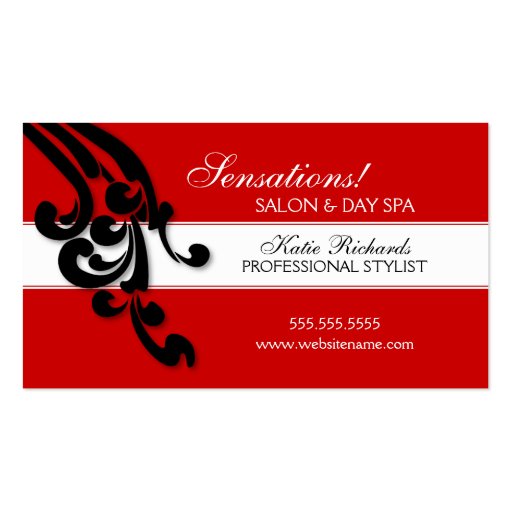 Elegant Swirls Salon Business Cards (front side)