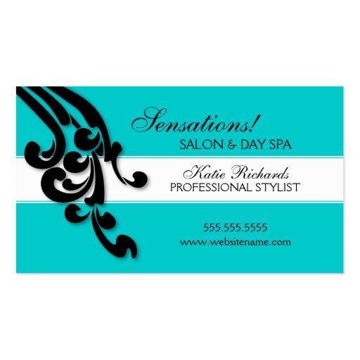 Elegant Swirls Salon Business Cards (front side)
