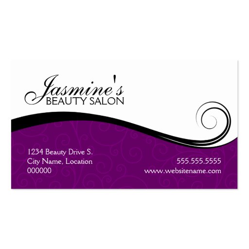 Elegant Swirls Salon Purple Business Cards