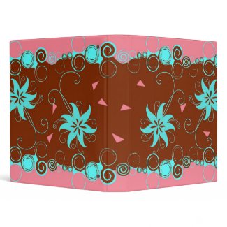 Elegant Swirls Turquoise Blue Floral Binder binder