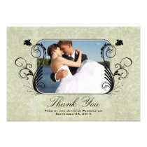 Elegant swirls wedding thank you photo card invitation