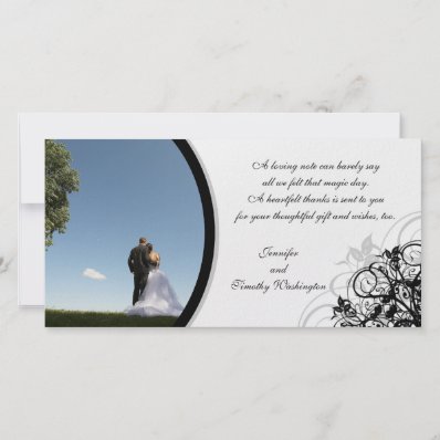 Elegant swirls wedding thank you photocard photo cards