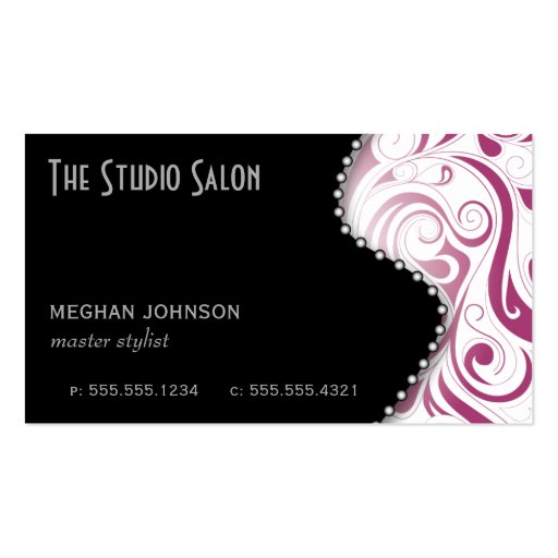 Elegant Swirly Appointment Business Card Fuchsia (front side)