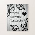 Elegant swirly black and gray style proposal puzzles