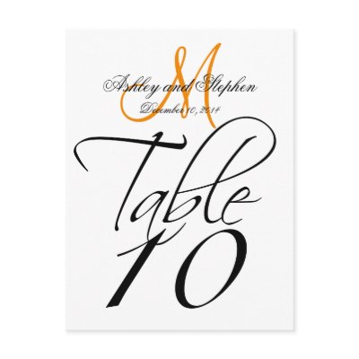Elegant Table Number Cards Wedding WhiteTangerine Post Cards
