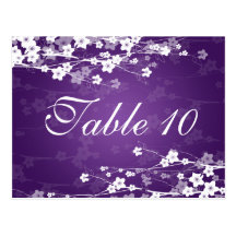 Elegant Table Number Cherry Blossom Purple Post Card