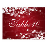 Elegant Table Number Cherry Blossom Red Post Card