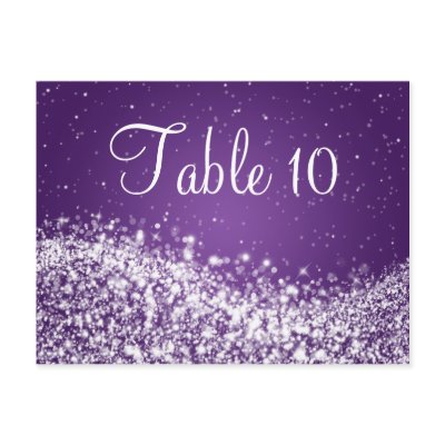 Elegant Table Number Sparkling Wave Purple Post Card