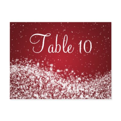 Elegant Table Number Sparkling Wave Red Post Card
