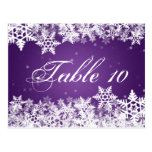 Elegant Table Number Winter Snowflakes Purple Post Card