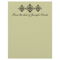 Elegant Taupe Linen Letterhead with Black Damask by DamaskGallery Elegant Taupe Linen Letterhead with Black Damask
