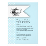 Elegant Tea Ticking Stripe Baby Shower Tea Party Announcements