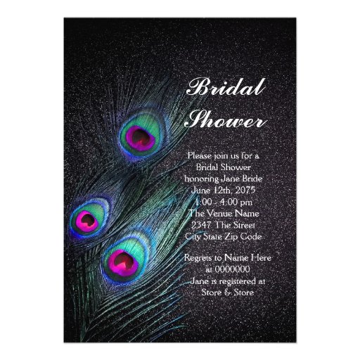 Elegant Teal and Hot Pink Peacock Bridal Shower Card