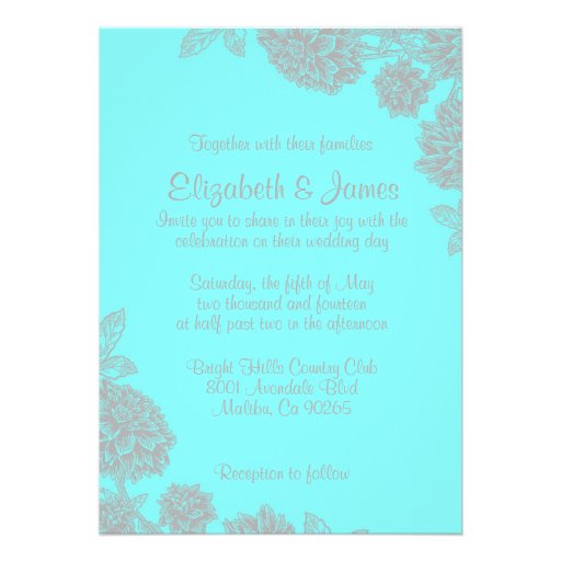 Elegant Teal And Silver Wedding Invitations