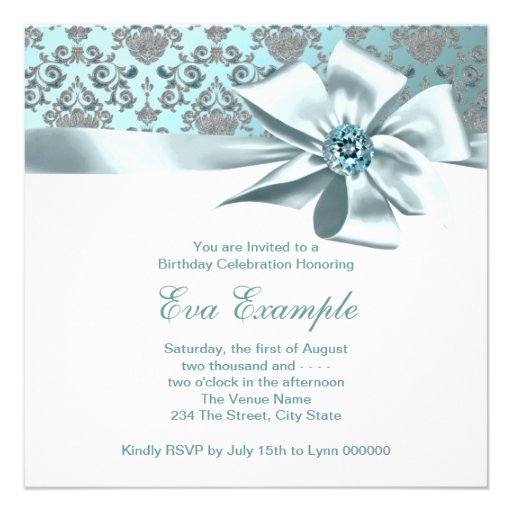 Elegant Teal Blue 50th Birthday Party Announcements