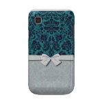 elegant teal blue and midnight damask samsung galaxy cover