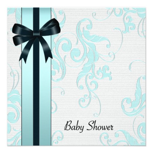 Elegant Teal Blue Baby Shower Invitation