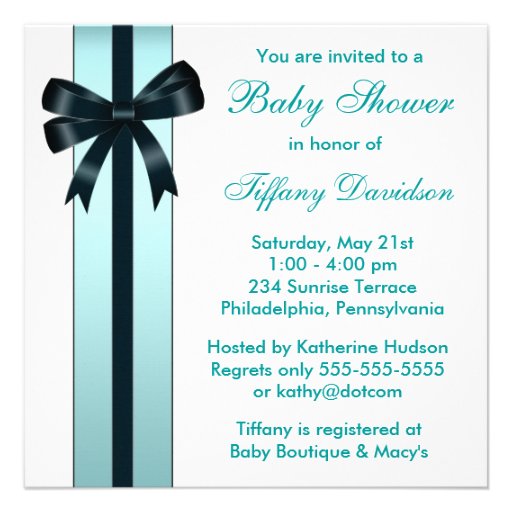 Elegant Teal Blue Baby Shower Invitation