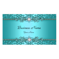 Elegant Teal Blue Damask Embossed Look Business Card Template