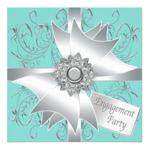 Elegant Teal Blue Engagement Party Invitations