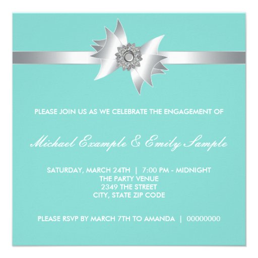 Elegant Teal Blue Engagement Party Invitations