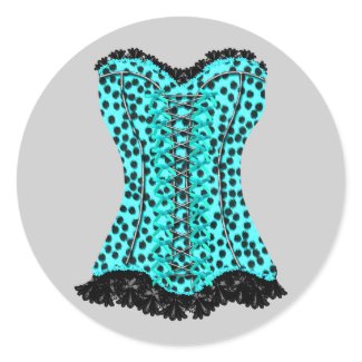 Elegant Teal Blue Leopard Corset Stickers