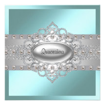 Elegant Teal Blue Quinceanera Invitations