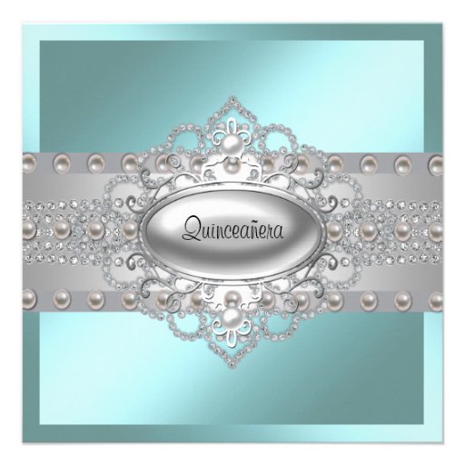 Elegant Teal Blue Quinceanera Invitations