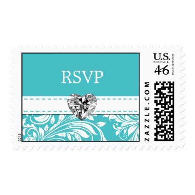 Elegant Teal blue RSVP Wedding Postage