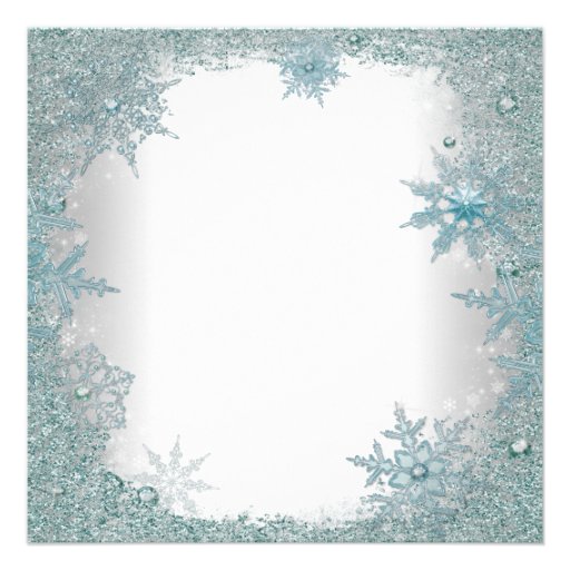 Elegant Teal Blue Snowflake Christmas Party Custom Invite
