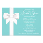 Elegant Teal Blue White Ribbon Bridal Shower Personalized Invitations