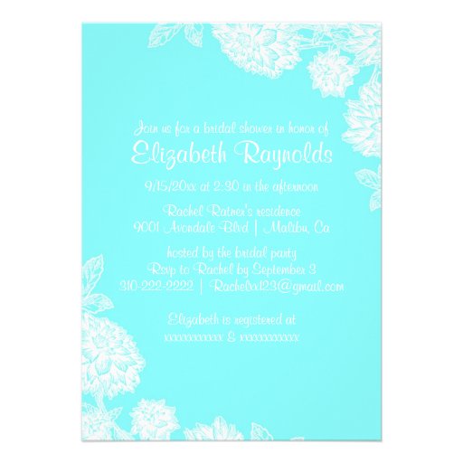 Elegant Teal Bridal Shower Invitations