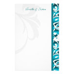 Elegant Teal Damask Wedding Stationary Custom Stationery