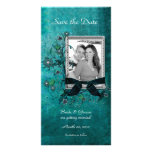 Elegant Teal Floral Save the Date Photo Cards