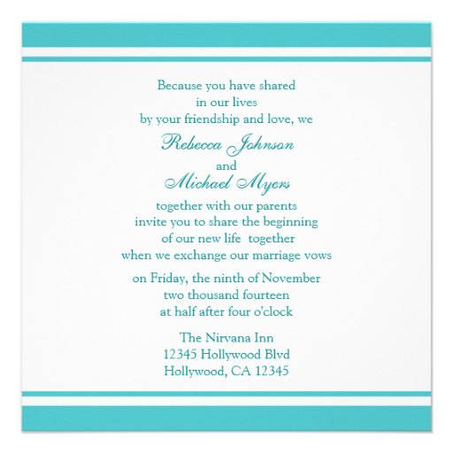 Elegant Teal Monogram Wedding Invites with Diamond