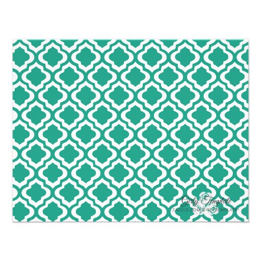 Elegant Teal Moroccan Quatrefoil Personalized Custom Invitation
