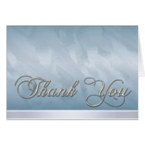 Elegant Teal Pastel Modern Silver Thank You Card