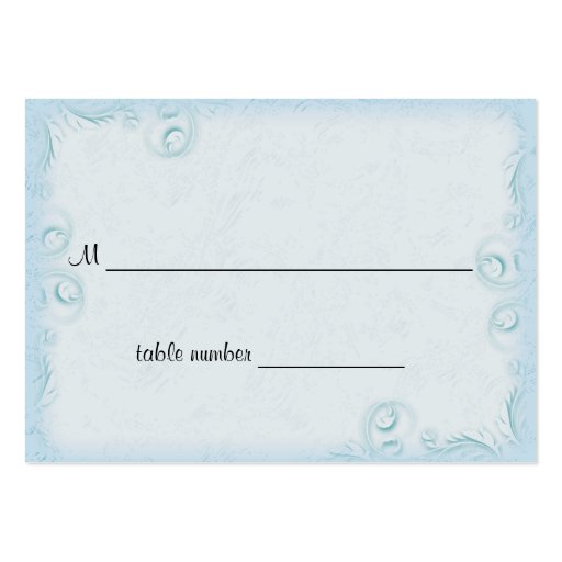 Elegant Teal Scrollwork Wedding Table Placecard Business Cards (front side)