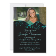 Elegant teal swirls graduation party invitation invitation
