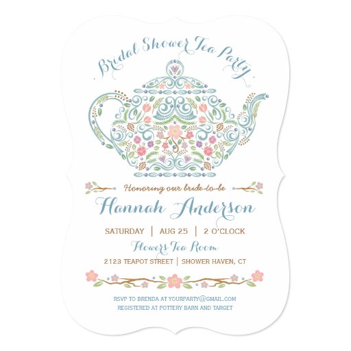 Elegant Teapot Bridal Shower Invitation Zazzle