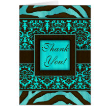 Elegant Thank You Cards Zebra Damask BB
