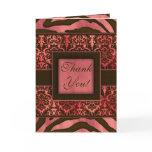 Elegant Thank You Cards Zebra Damask Coral