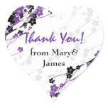 Elegant  Thank you  Japanese Flowers Purple stickers