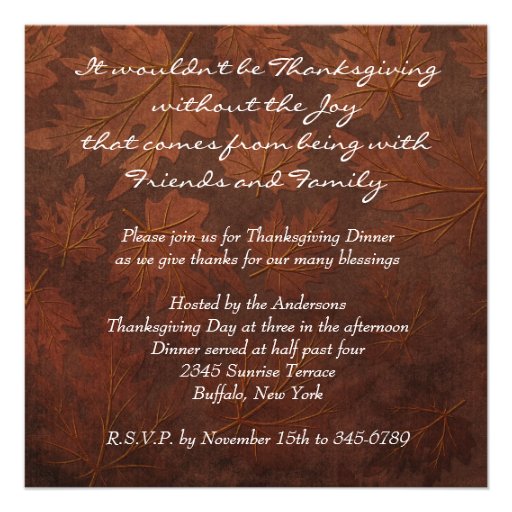 Elegant Thanksgiving Dinner Party Invitations