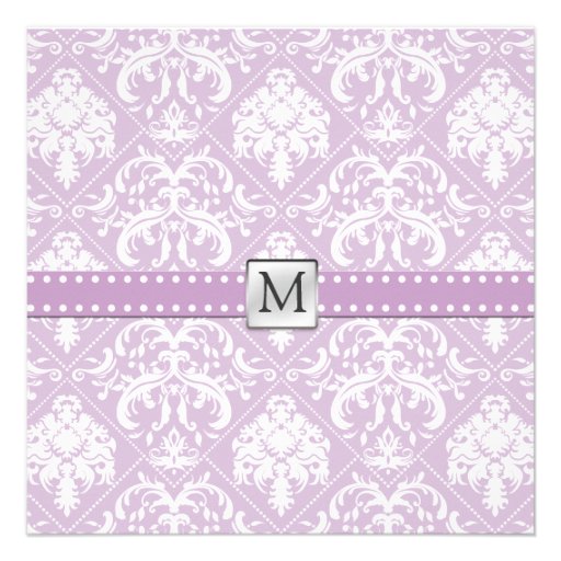Elegant Thistle Purple and white vintage damask Invite